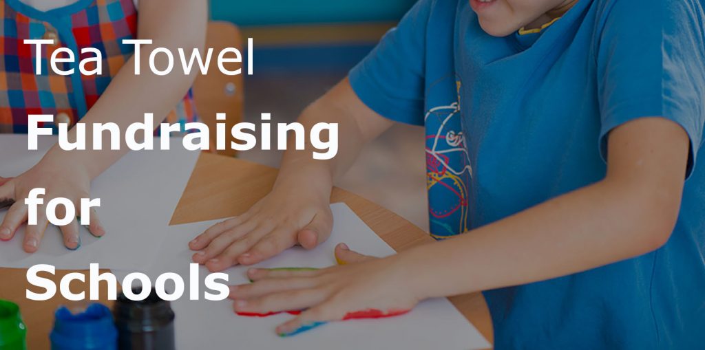 Tea towel fund-raiser for school with fun hand prints