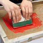 manual screen printing - hand printing tea towels