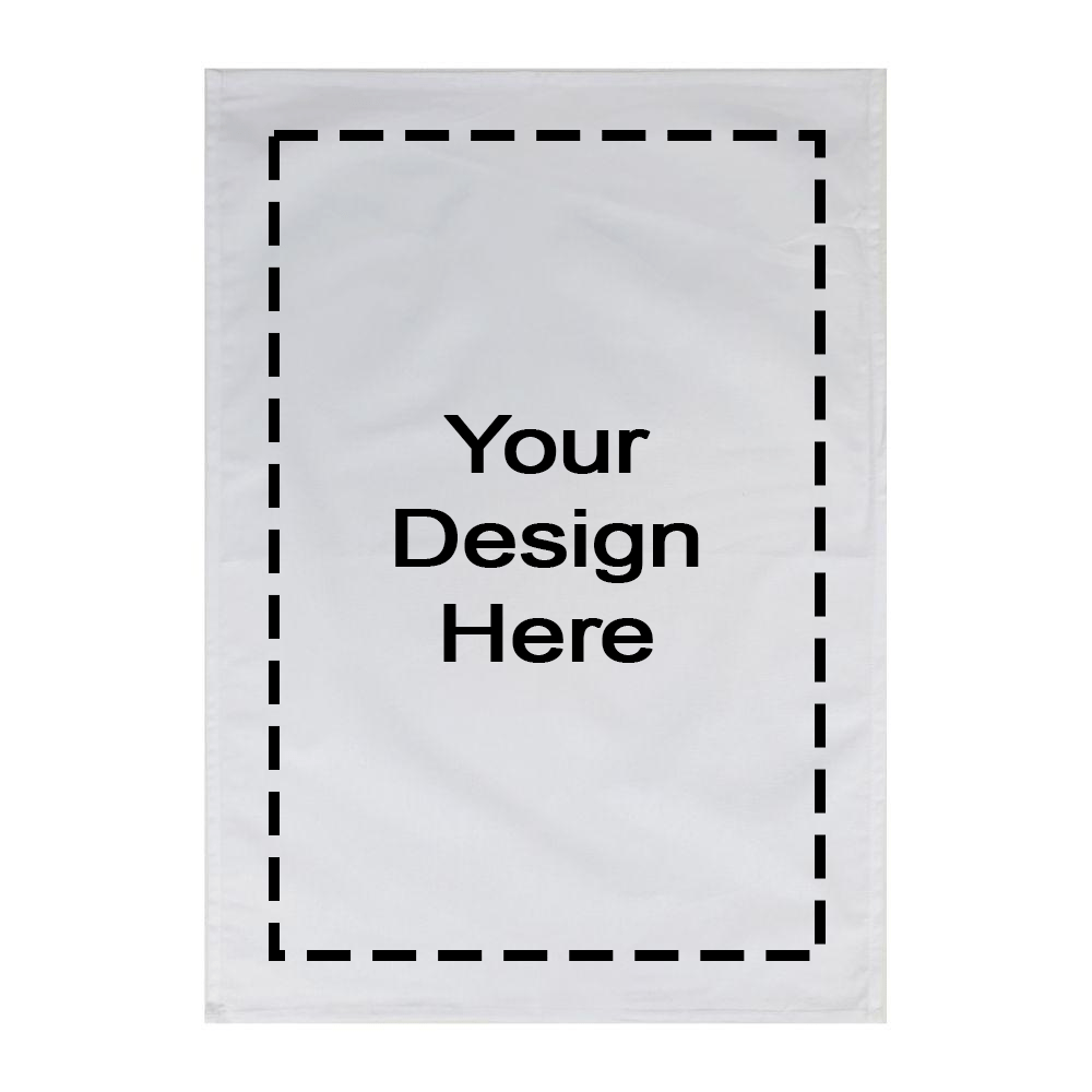 100% cotton tea towel with you design her printed on it.