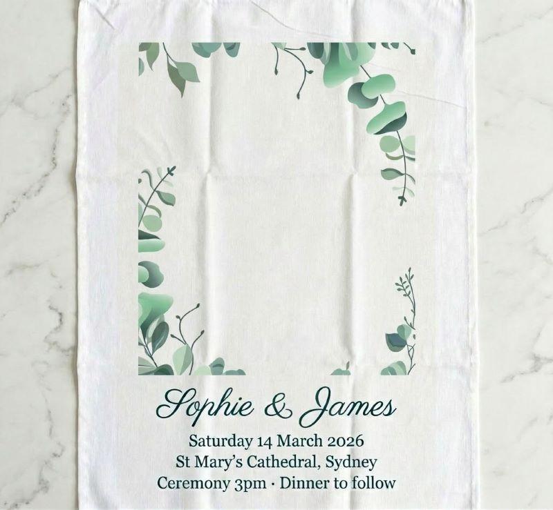 Wedding tea towel invitation